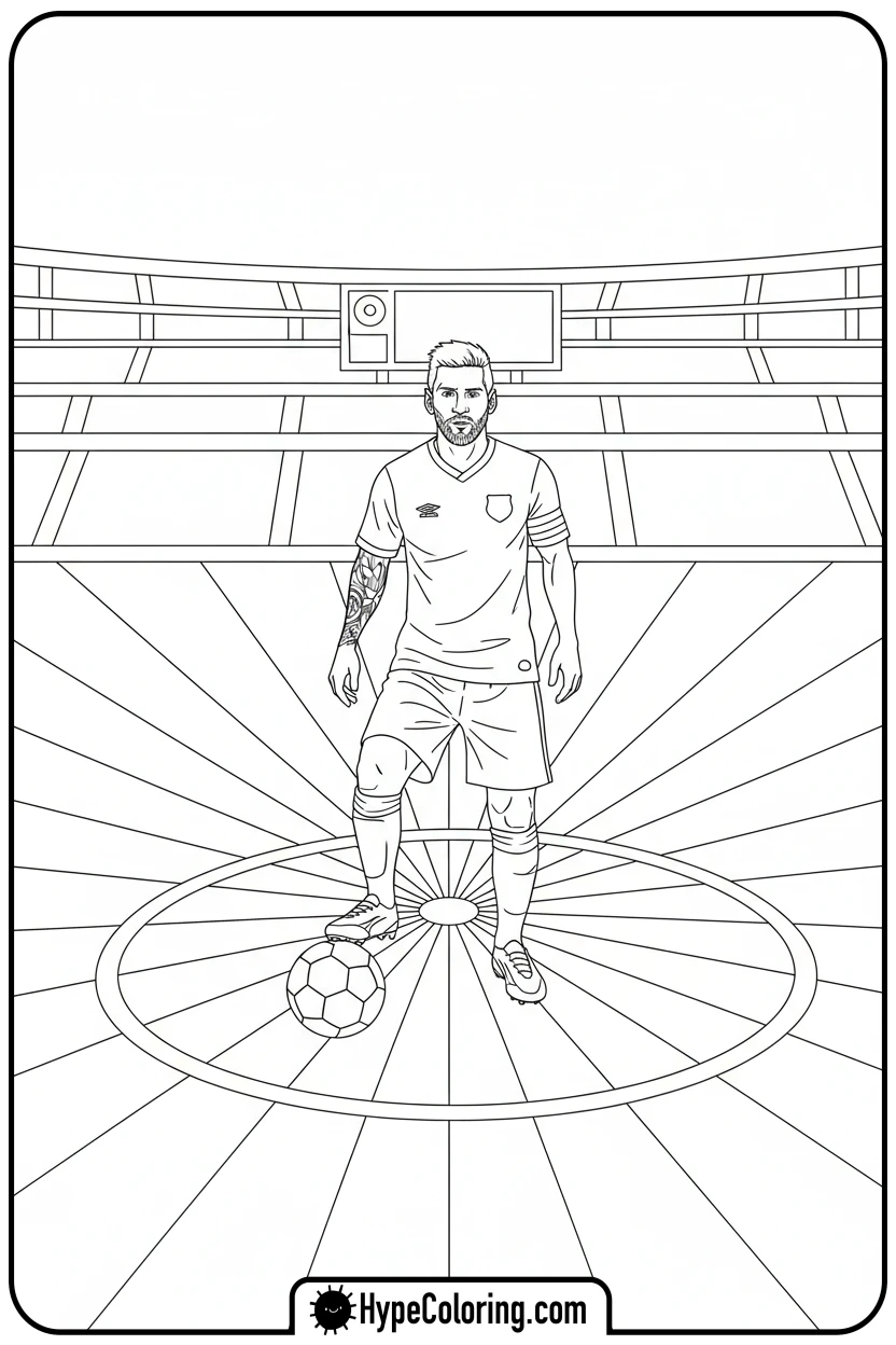 Click to download PDF messi-kick-off-pose - messi soccer coloring pages