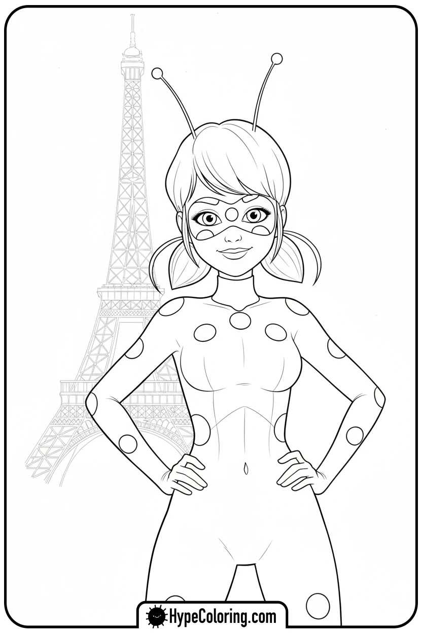 ladybug-heroic-pose - miraculous ladybug coloring pages