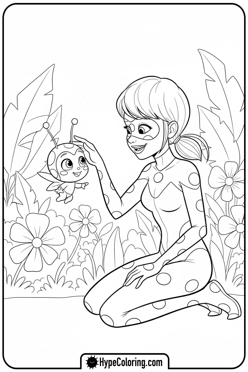 ladybug-with-tikki - miraculous ladybug coloring pages