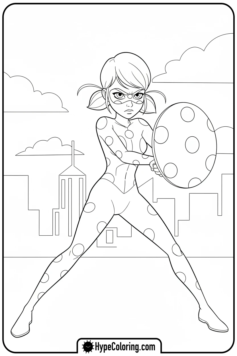 ladybug-defensive-stance - miraculous ladybug coloring pages