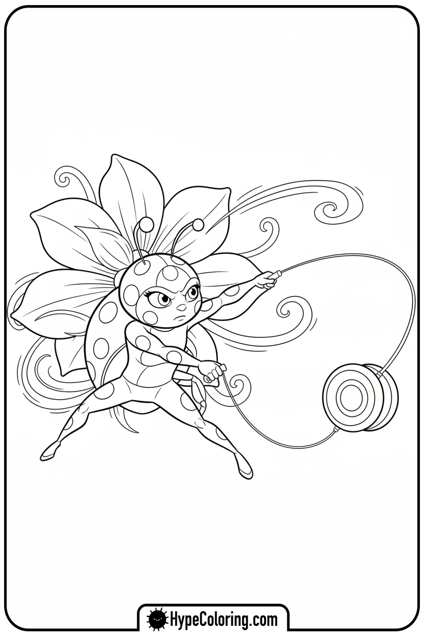 ladybug-throwing-yo-yo - miraculous ladybug coloring pages