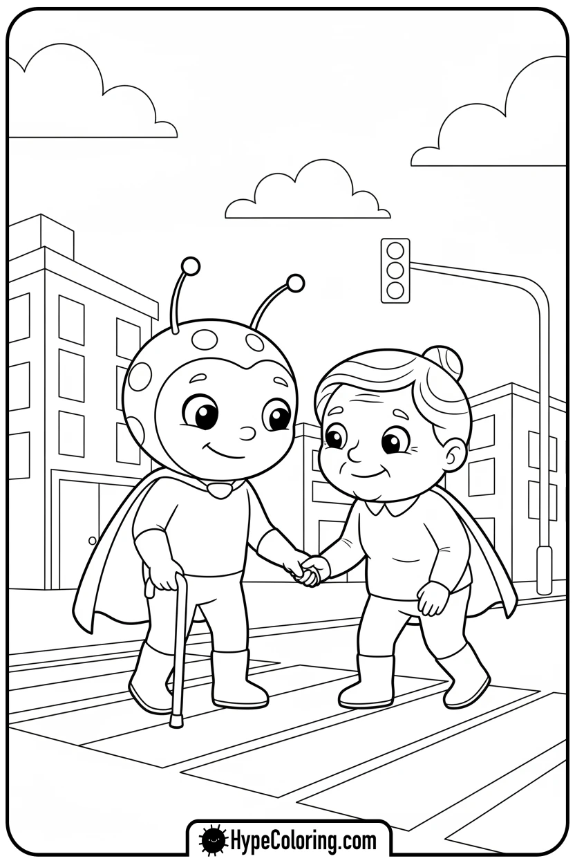 ladybug-helping-elder - miraculous ladybug coloring pages