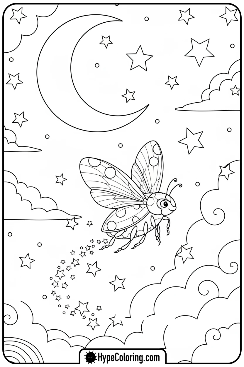 ladybug-flying-at-night - miraculous ladybug coloring pages