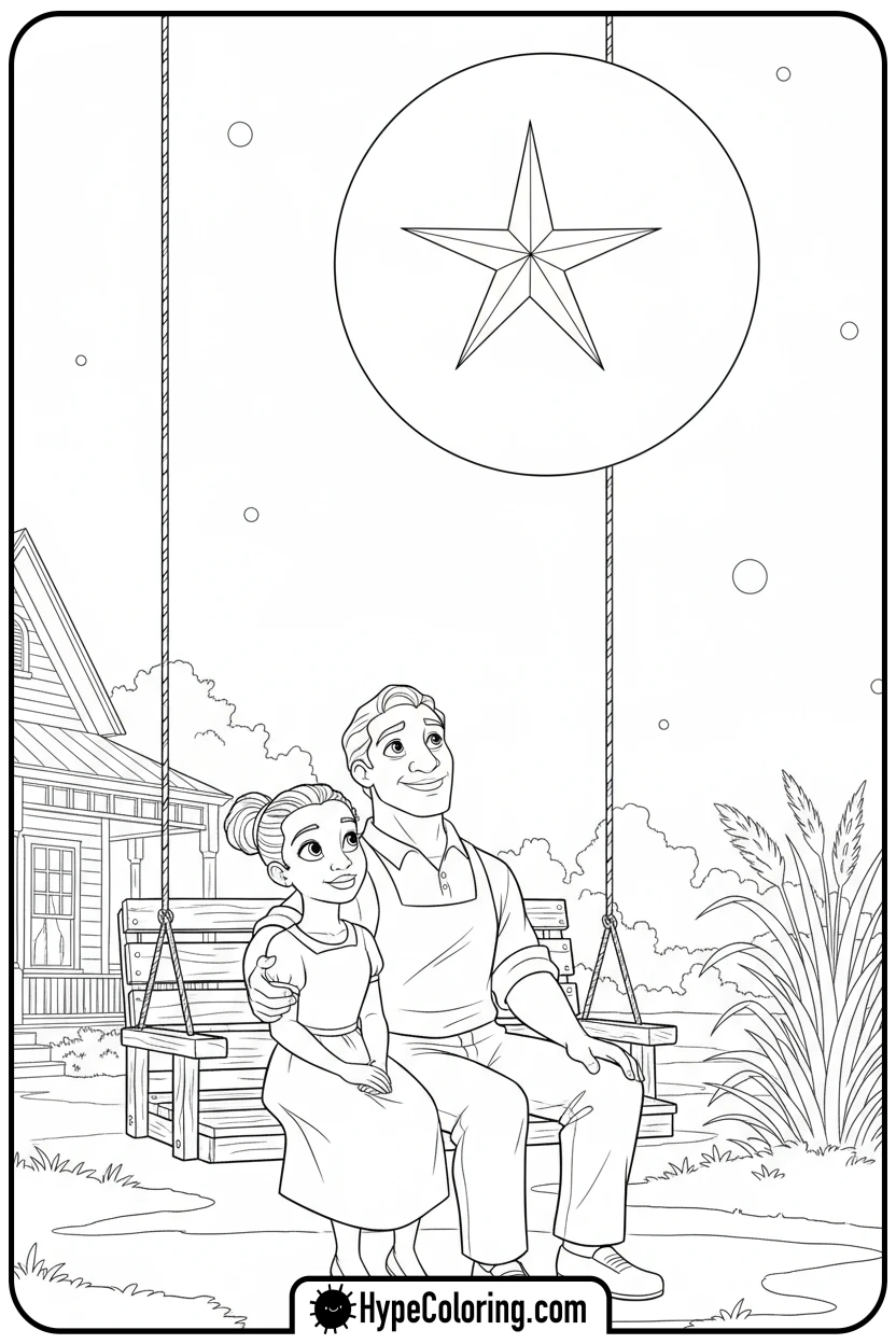young-tiana-with-father-stargazing - princess tiana coloring pages