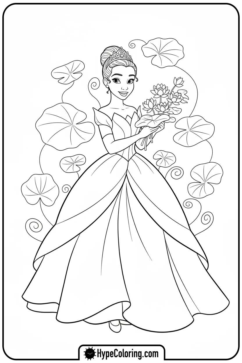 tiana-in-wedding-dress - princess tiana coloring pages