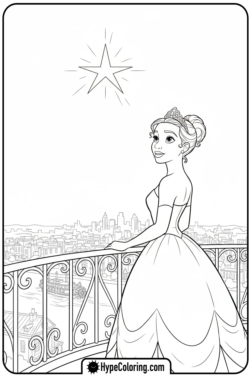 tiana-wishing-on-a-star - princess tiana coloring pages