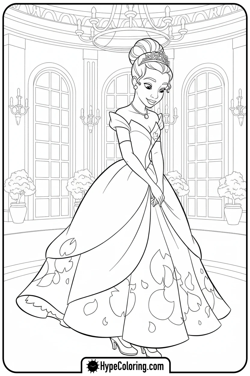 princess-tiana-curtsying - princess tiana coloring pages