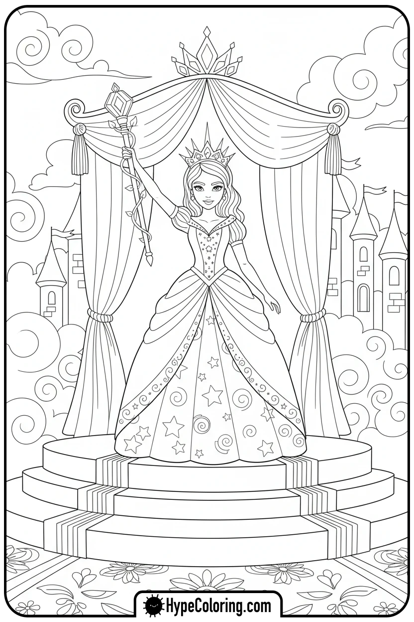 princess-with-scepter-and-crown - printable princess coloring pages