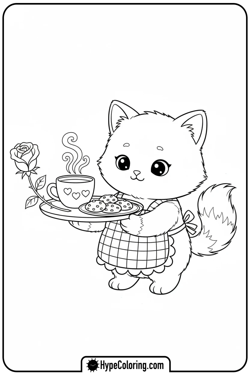 Click to download PDF cat-carrying-hot-cocoa-tray - get well soon coloring pages