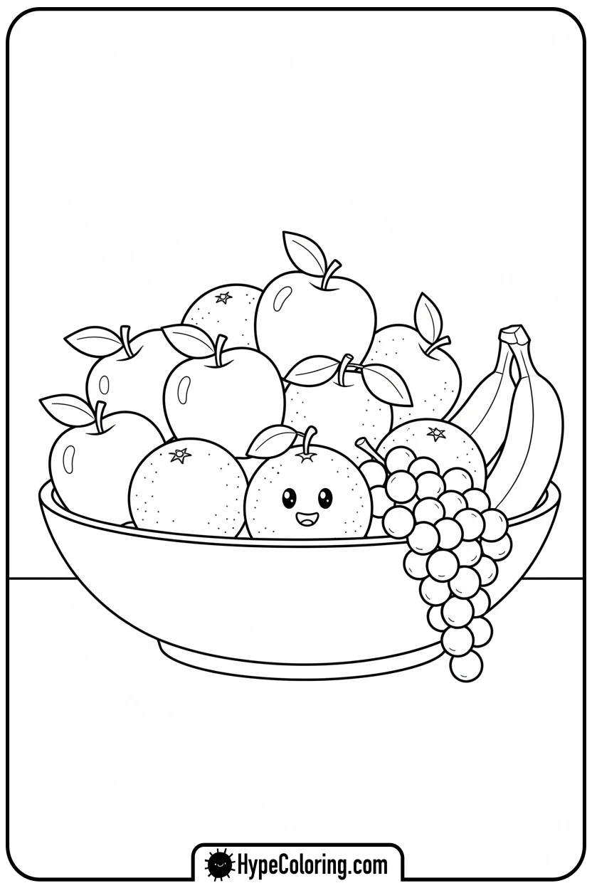 Click to download PDF happy-fruit-bowl - get well soon coloring pages