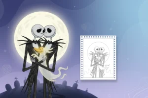 jack-skellington-giving-zero-a - jack skeleton coloring pages