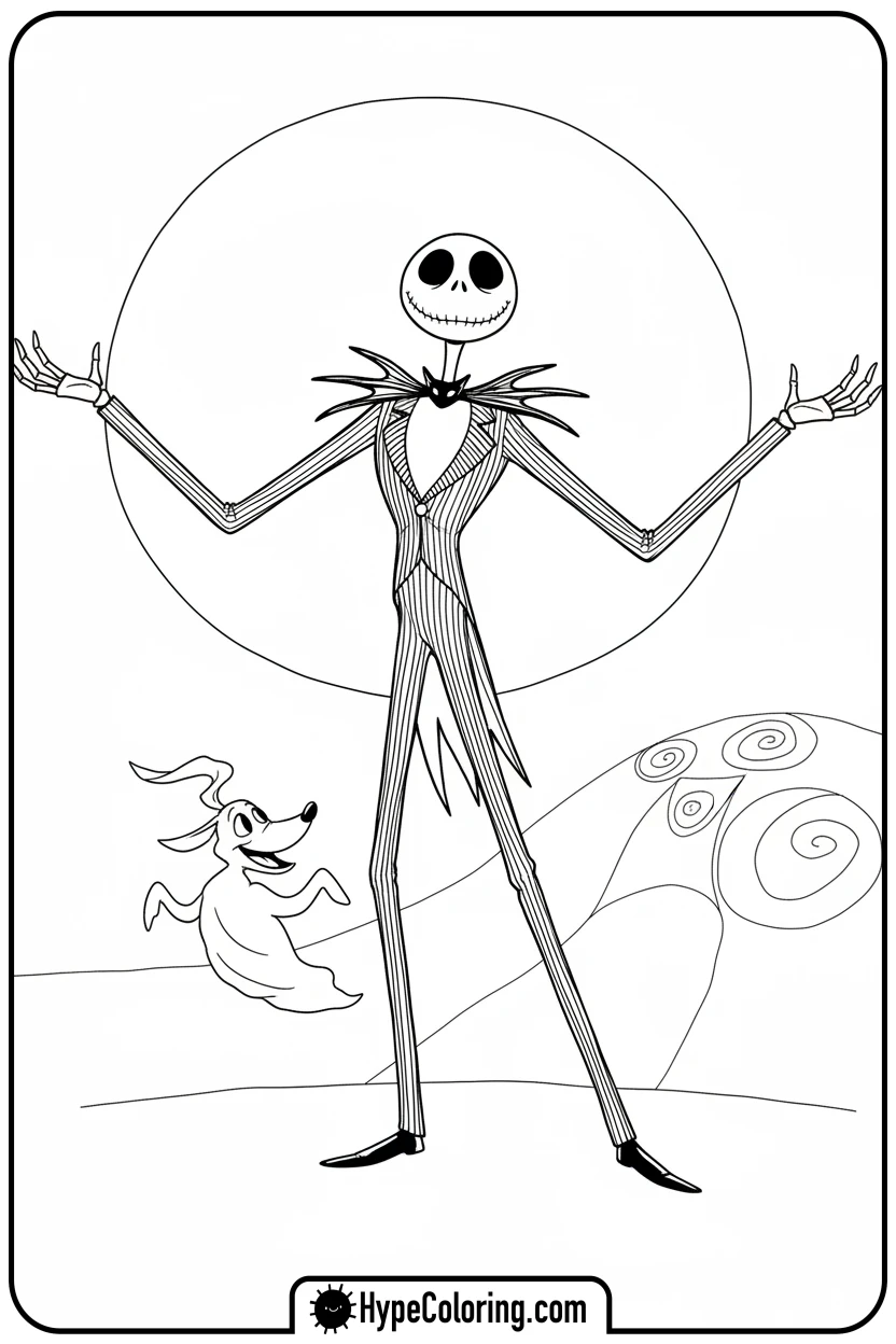 jack-skellington-with-outstretched-arms - jack skeleton coloring pages
