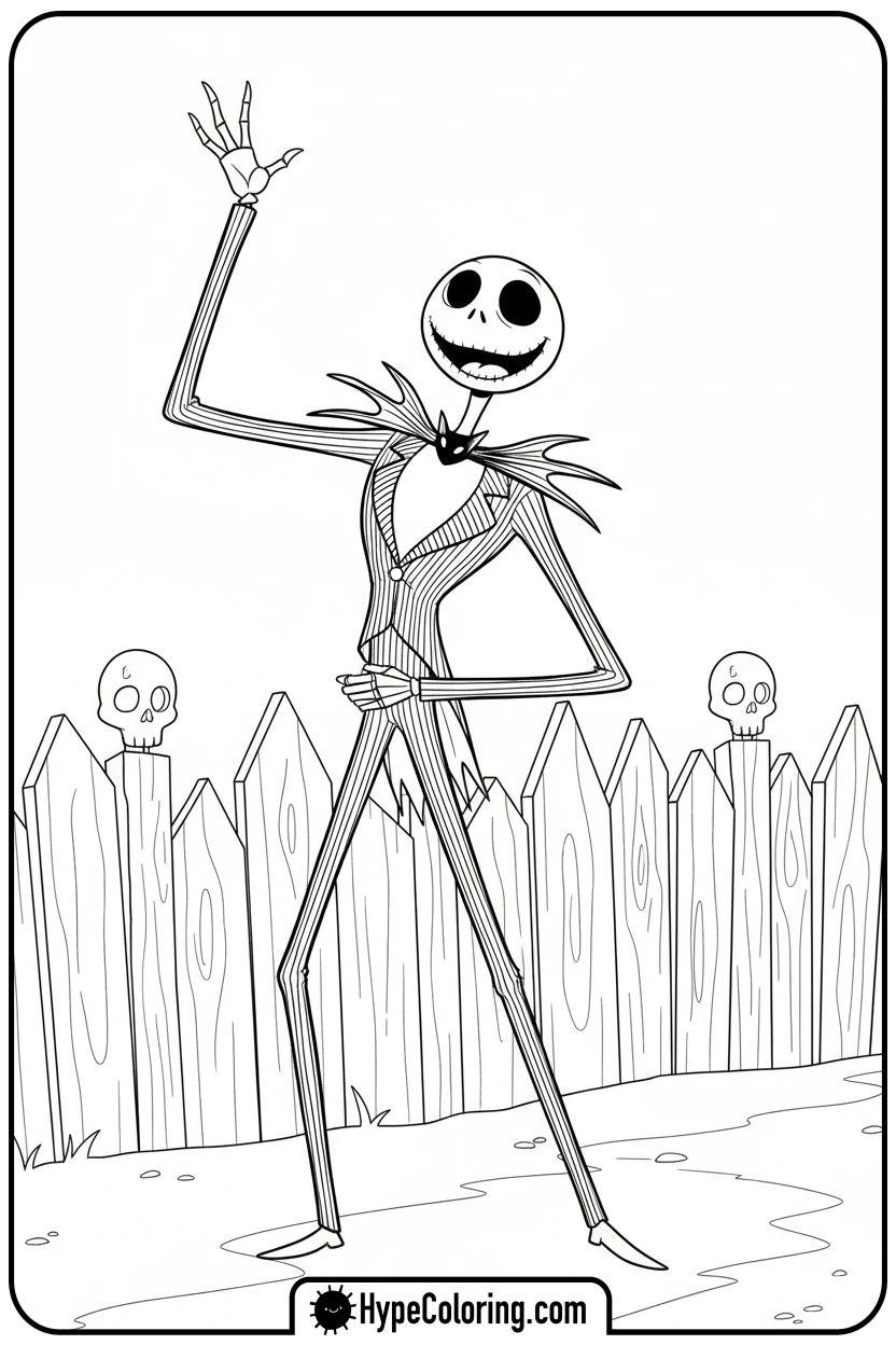 jack-waving-hello - jack skeleton coloring pages
