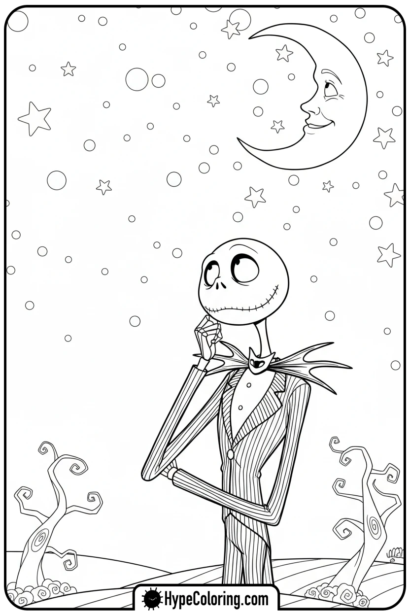 jack-stargazing - jack skeleton coloring pages