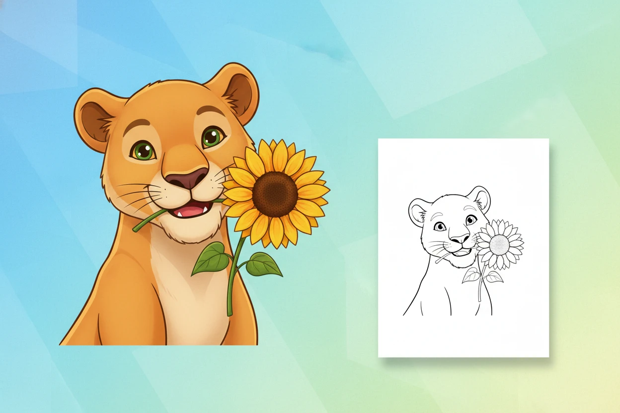 a-cheerful-lioness-with-a - lioness coloring pages