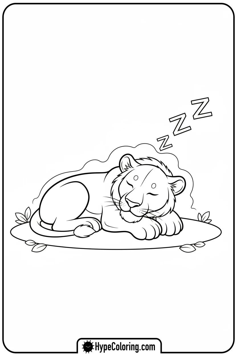 Click to download PDF lioness-sleeping-peacefully - lioness coloring pages