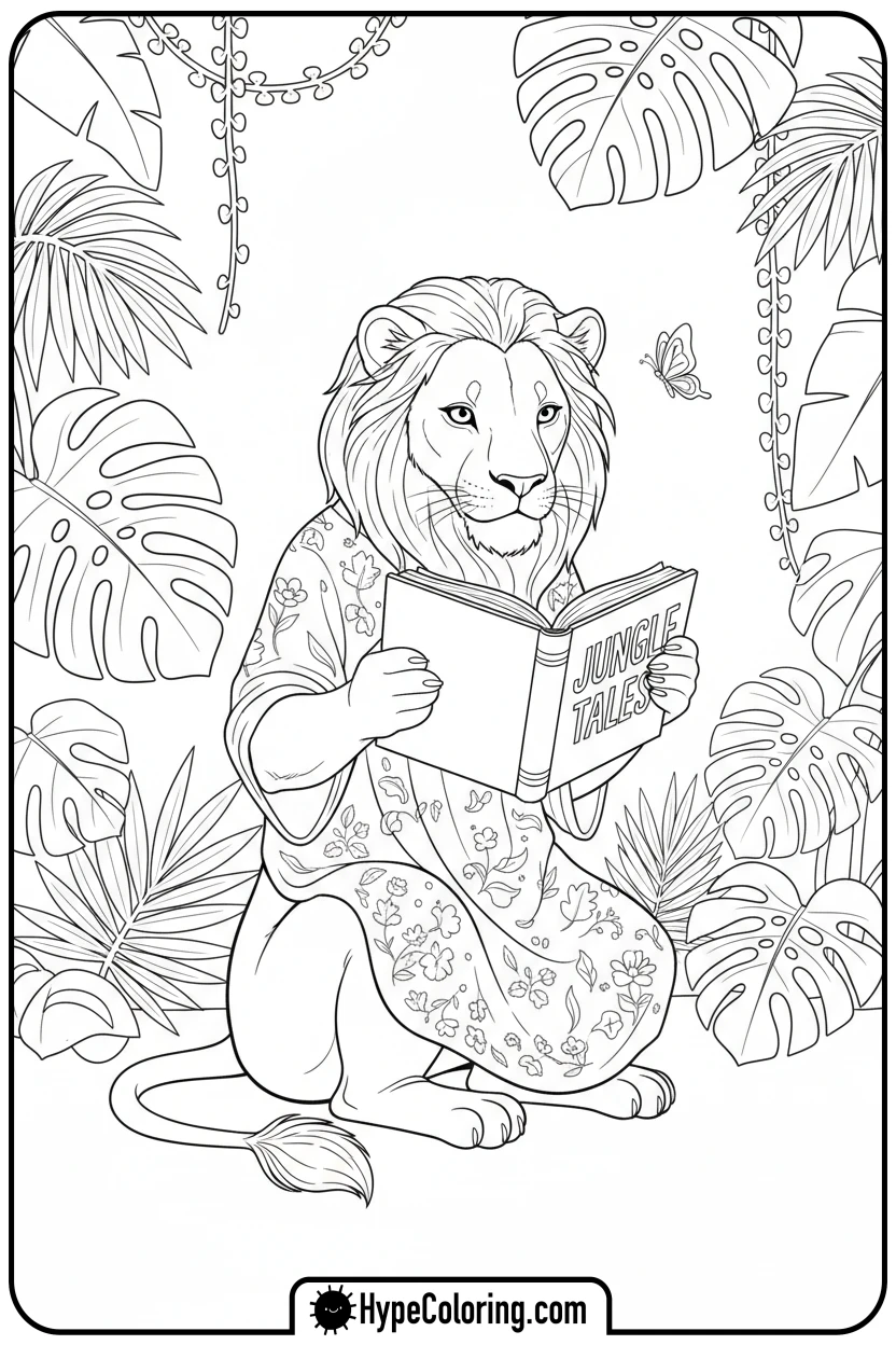 Click to download PDF lioness-reading-storybook - lioness coloring pages