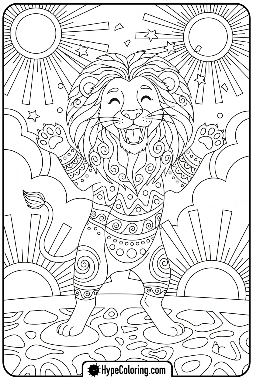Click to download PDF lioness-roaring-playfully - lioness coloring pages