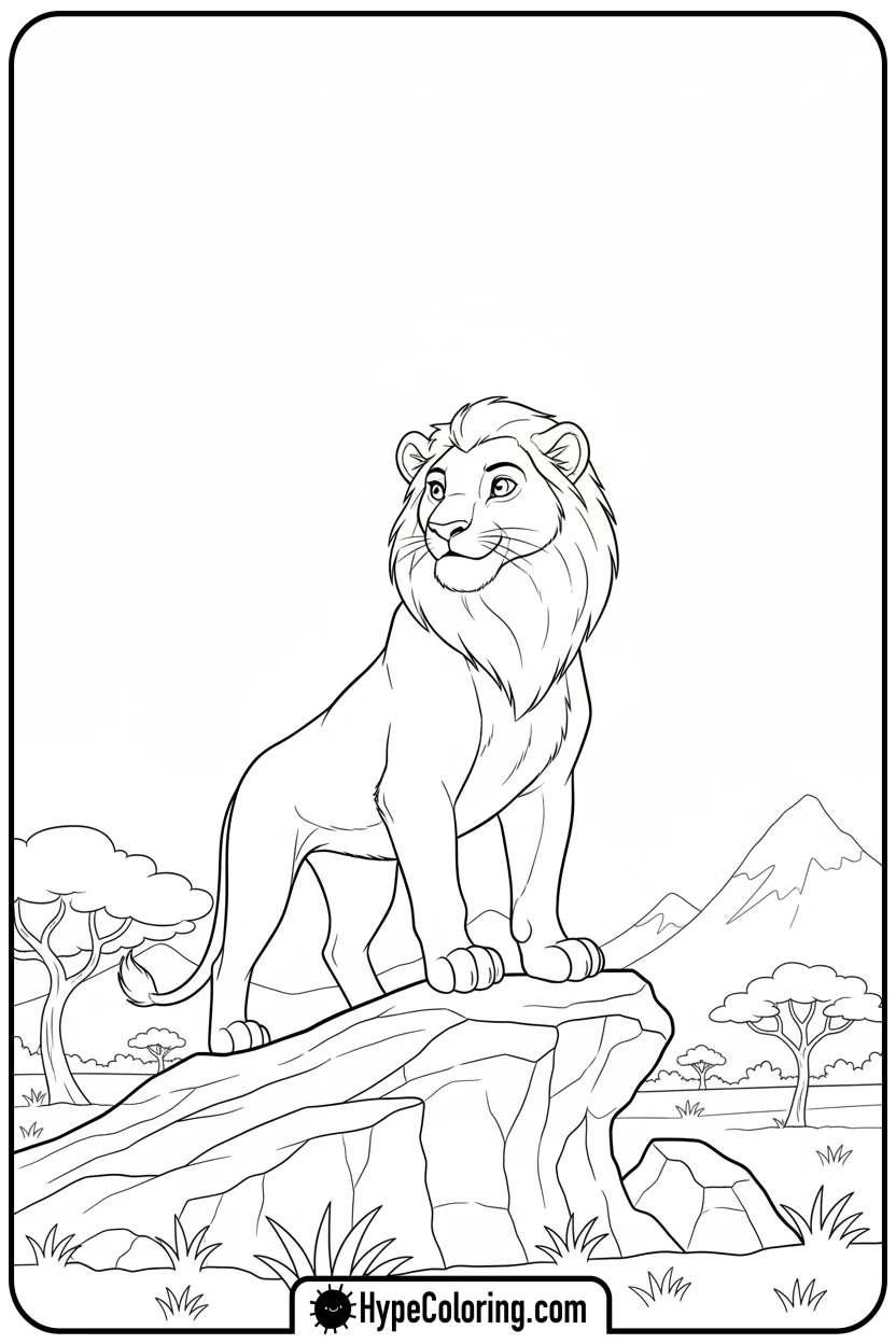 Click to download PDF lioness-on-rocky-outcrop - lioness coloring pages