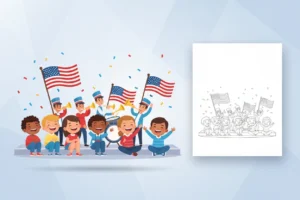 a-group-of-cheerful-children - memorial day coloring pages