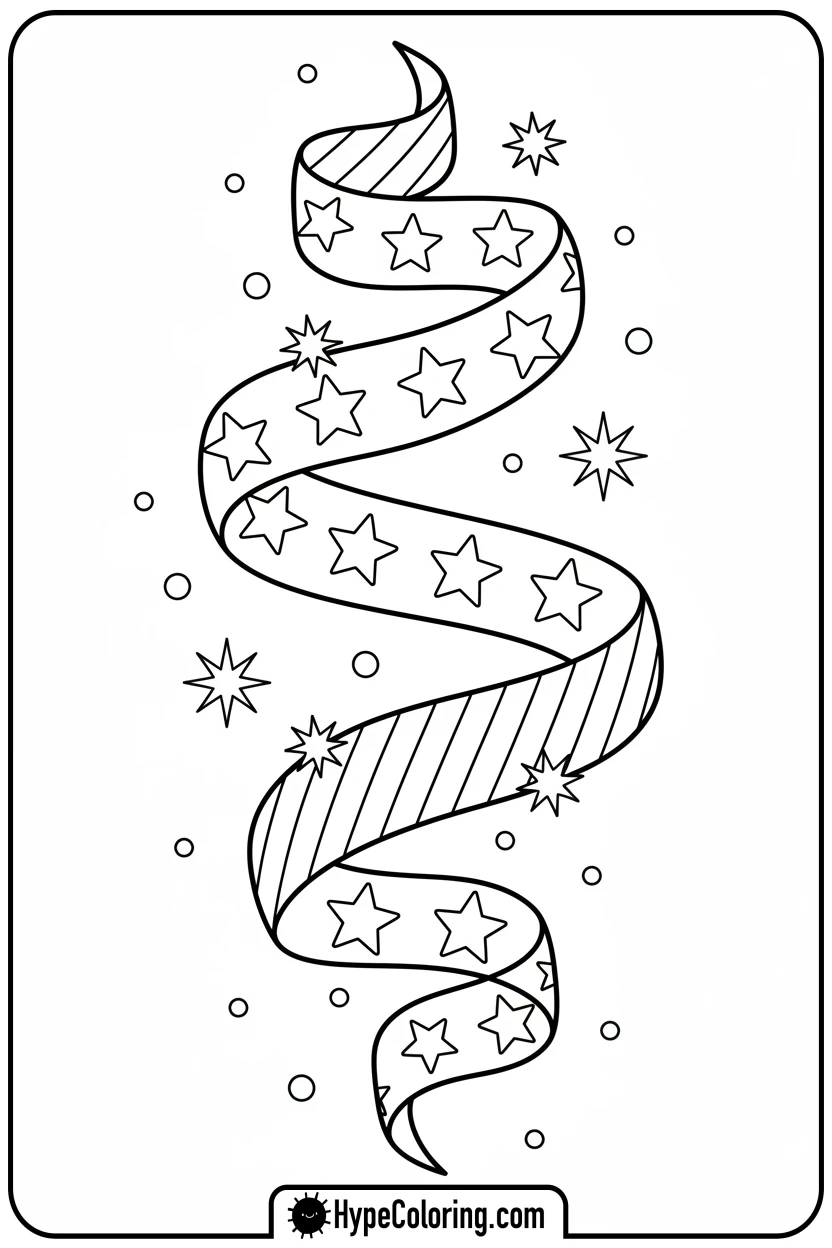 flowing-stars-and-stripes-ribbon - memorial day coloring pages
