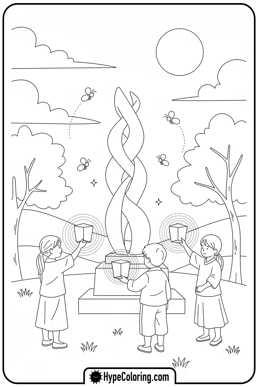 children-with-lanterns-at-memorial - memorial day coloring pages