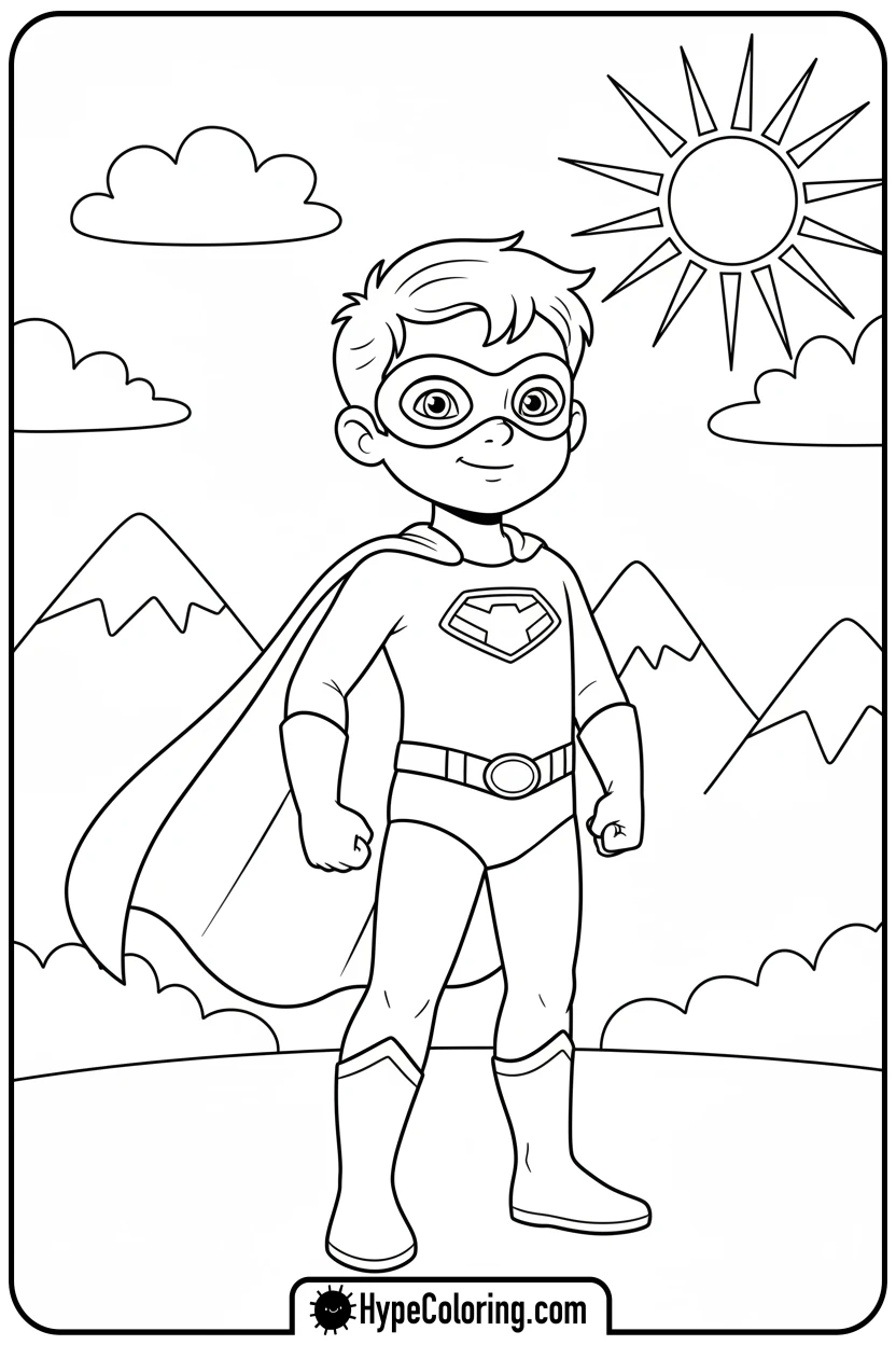 child-as-superhero - mental health coloring pages
