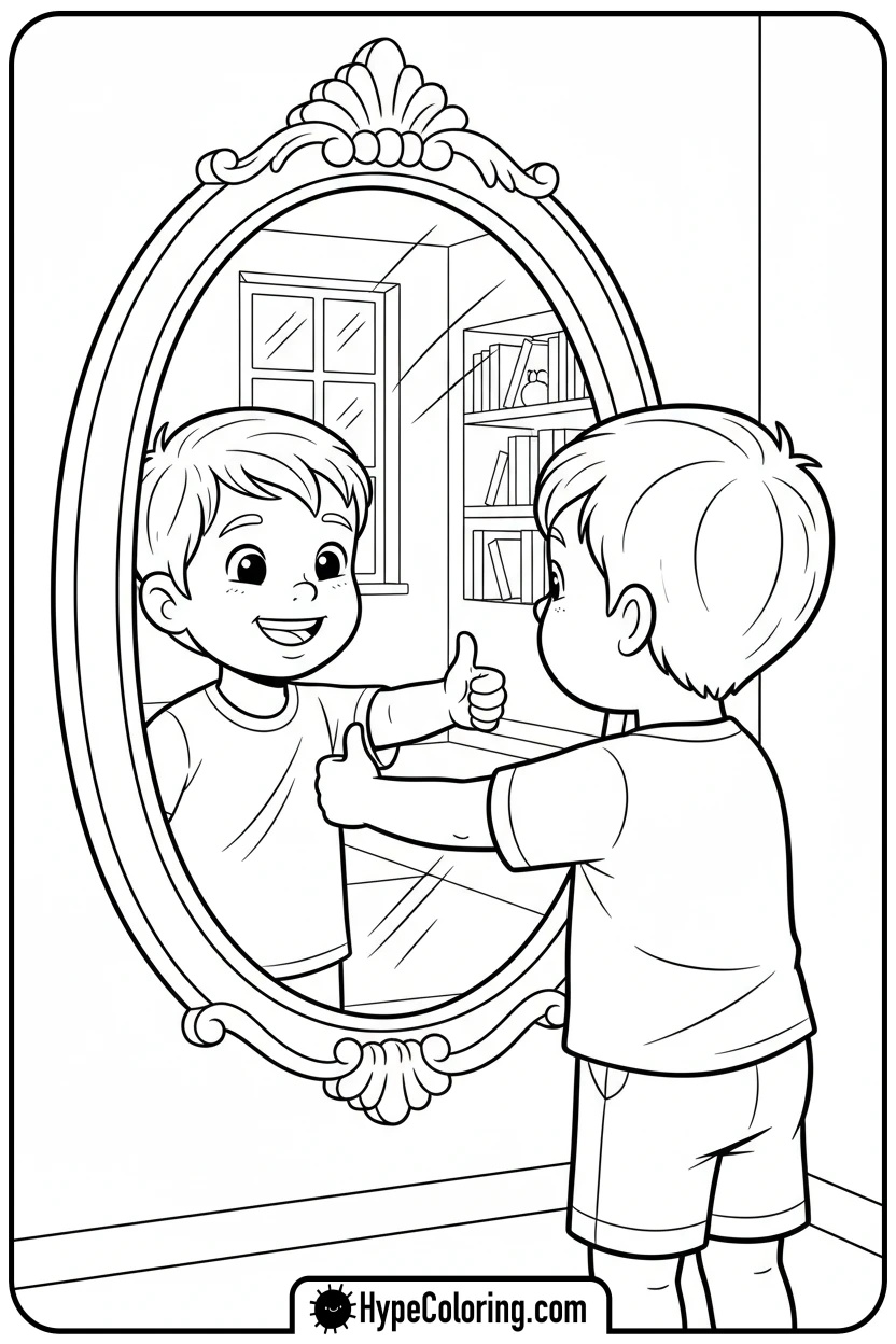 child-giving-thumbs-up-to-self - mental health coloring pages