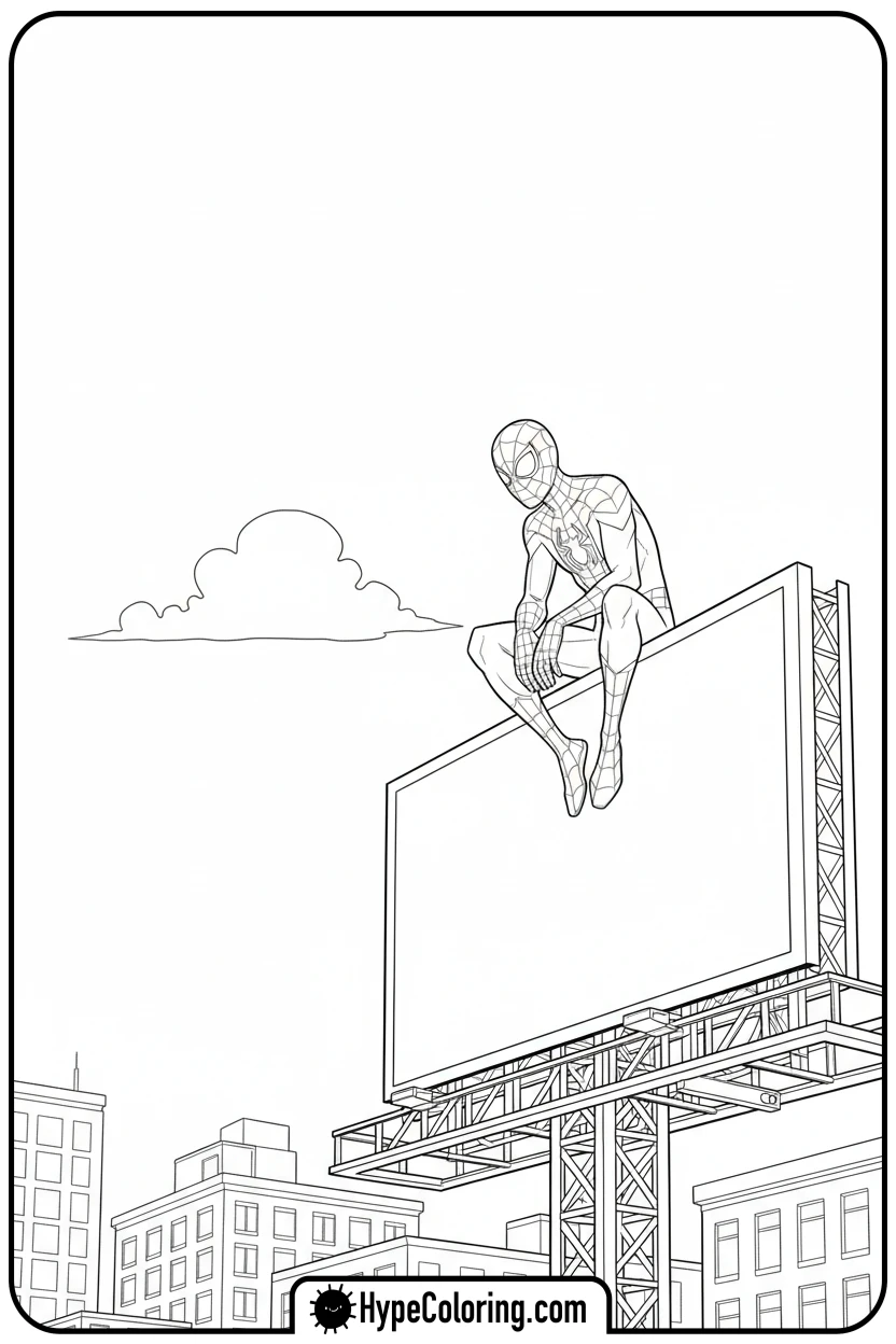 miles-morales-sitting-on-billboard - miles morales color pages