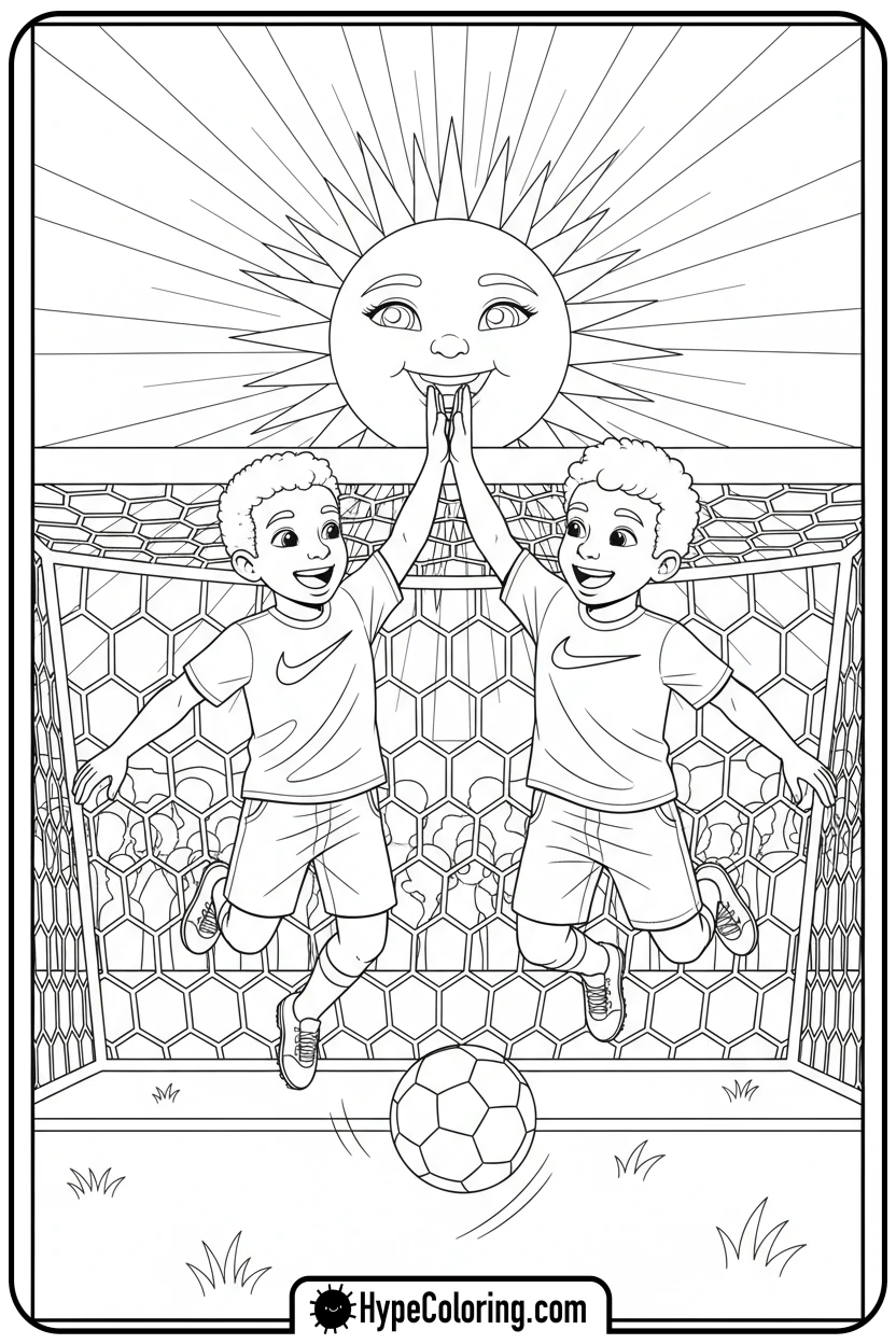 friends-high-fiving-after-game - nike coloring pages