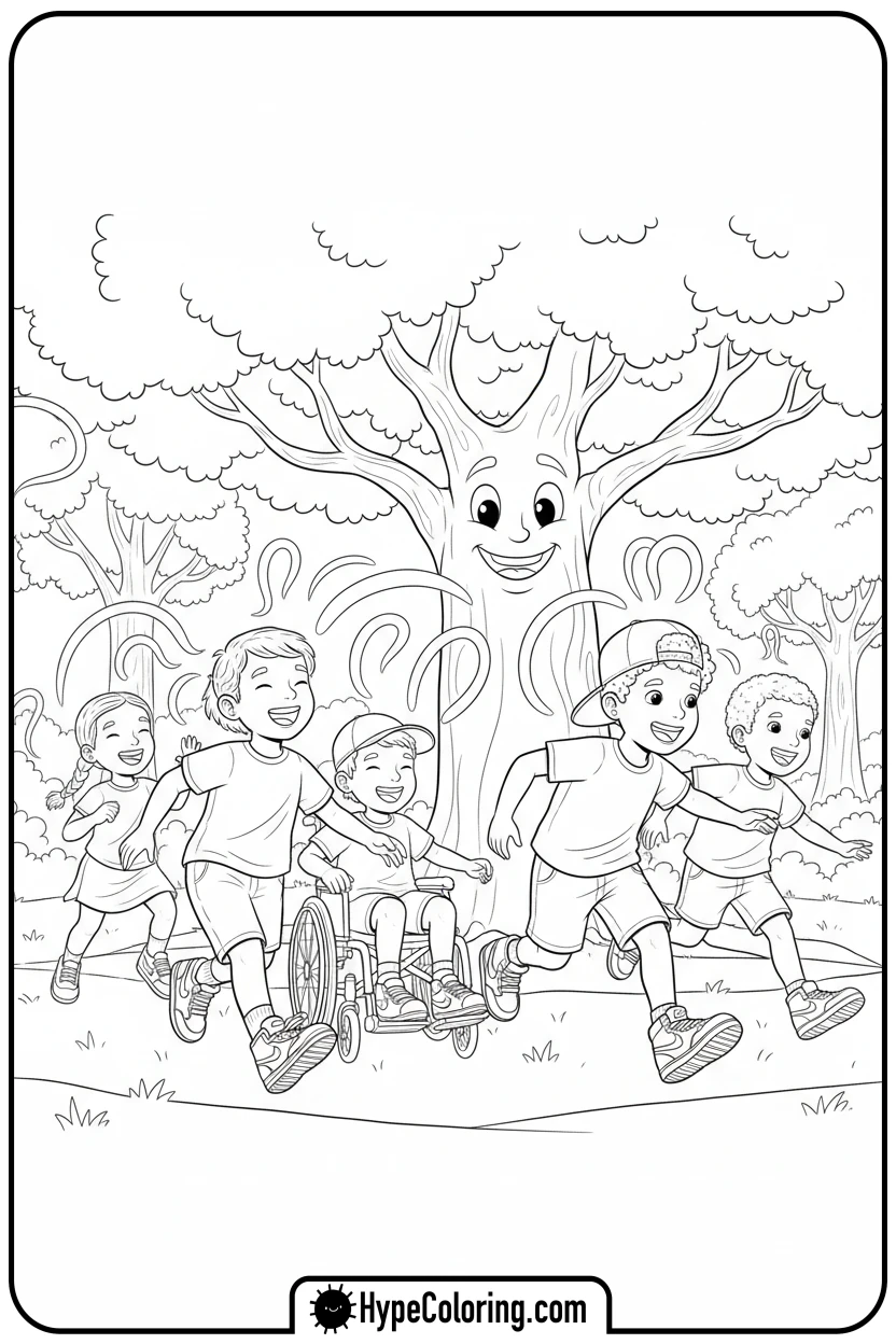 kids-playing-tag-in-nike-shoes - nike coloring pages