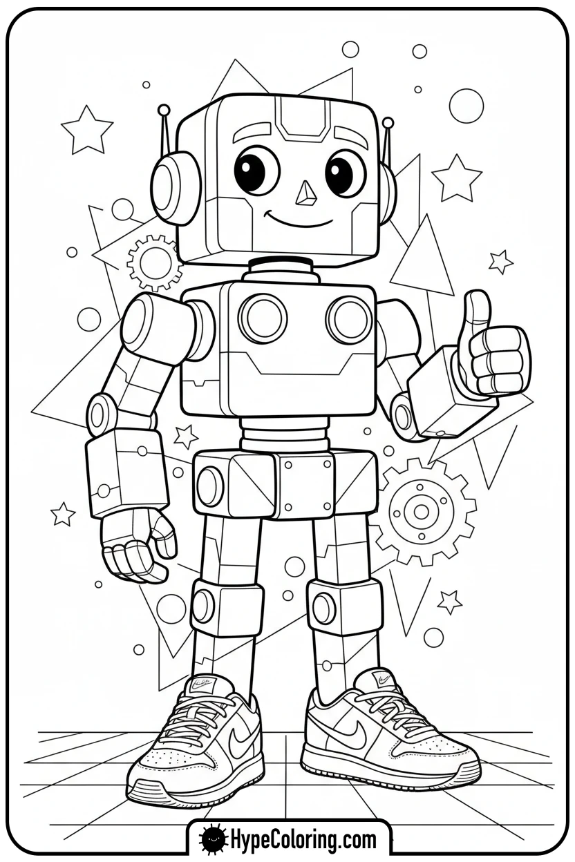 robot-wearing-nike-sneakers - nike coloring pages