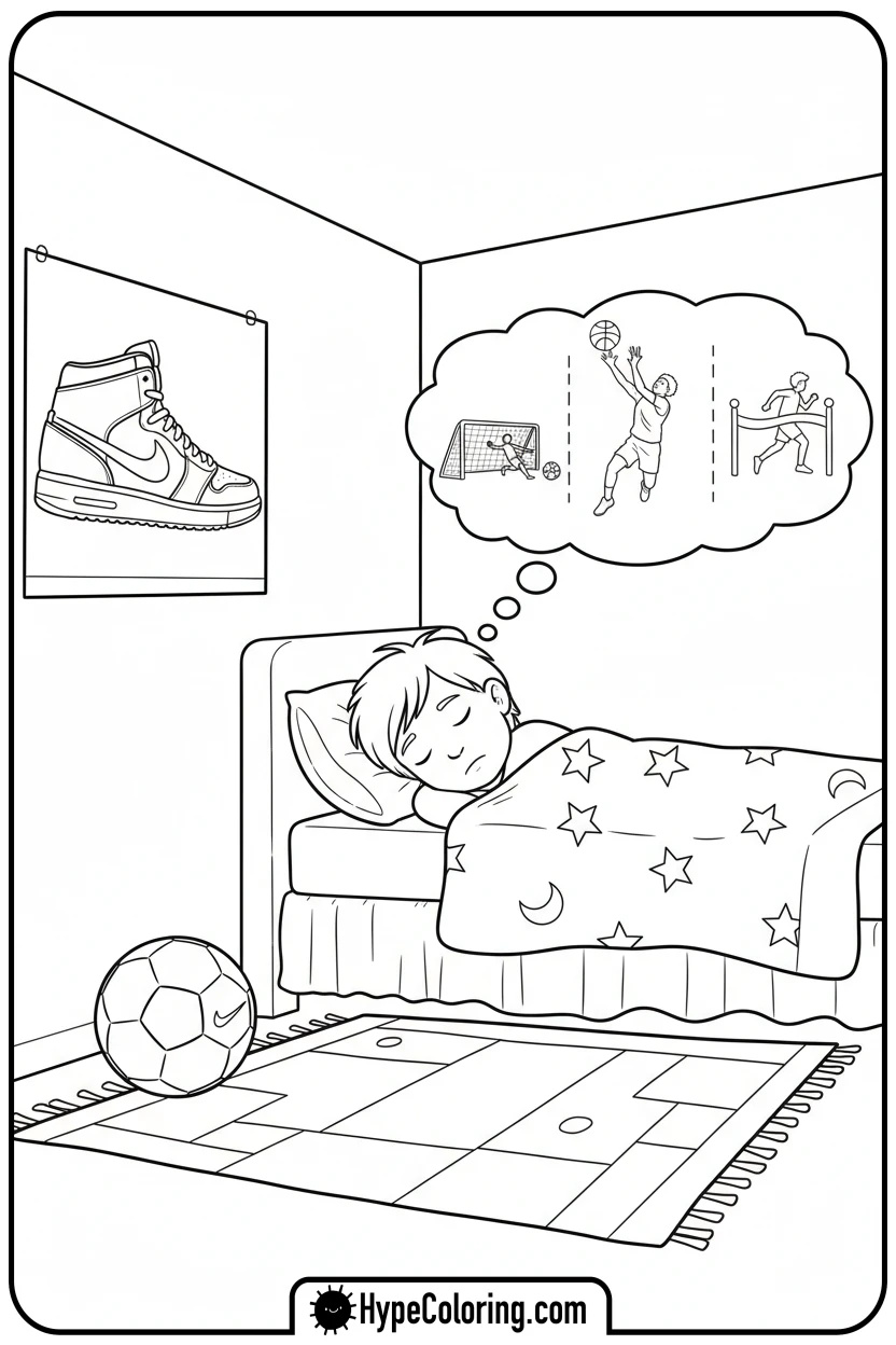 child-s-room-with-nike-items - nike coloring pages
