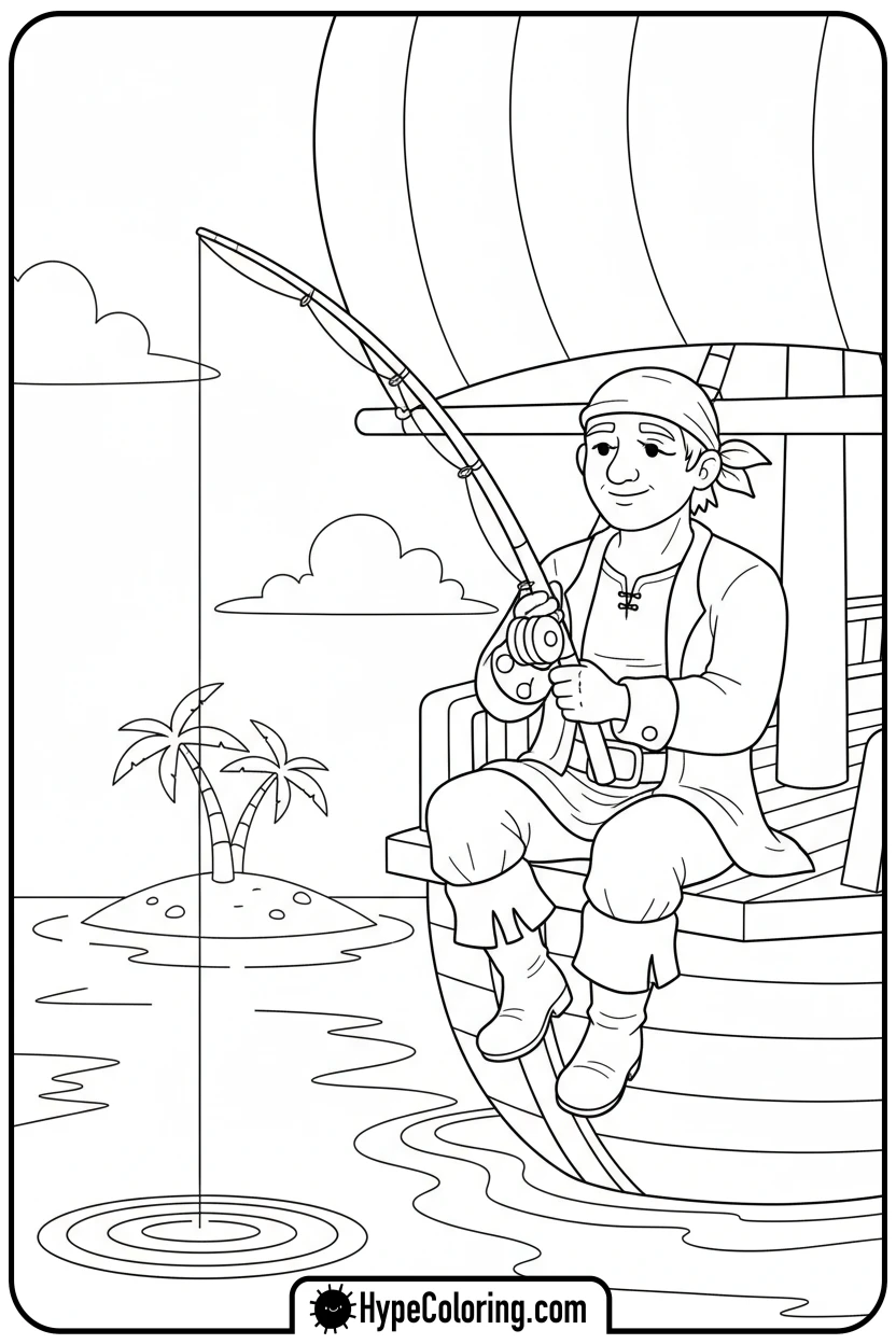pirate-fishing-peacefully - pirate coloring pages