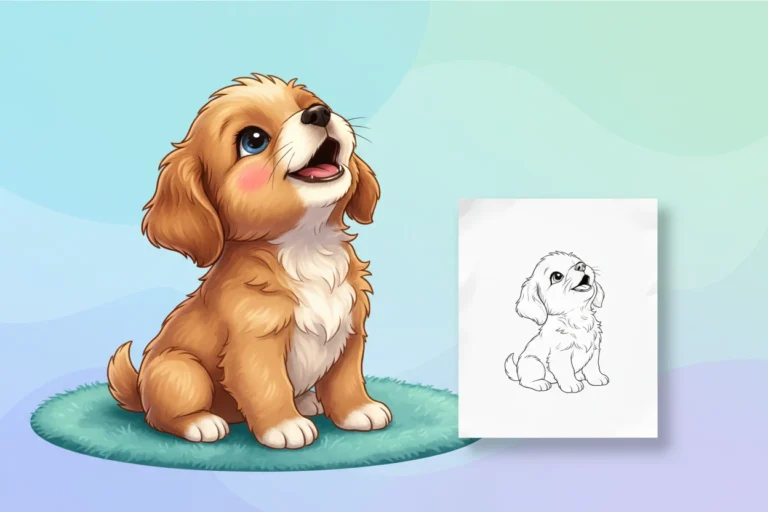 a-tiny-puppy-sitting-on - puppy coloring sheets