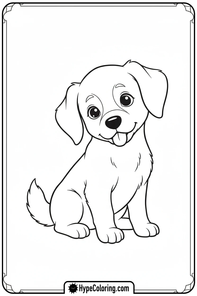 puppy-sitting-curiously - puppy coloring sheets