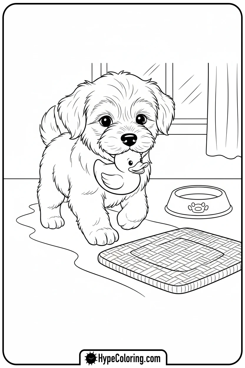 puppy-carrying-squeaky-toy - puppy coloring sheets