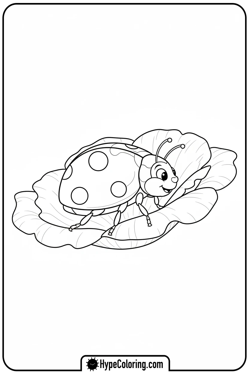 ladybug-on-rose-petal - roses coloring pages