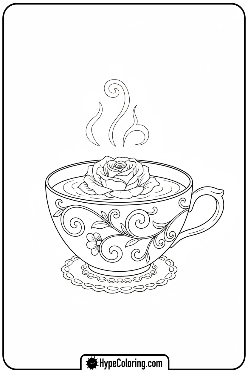 rose-floating-in-teacup - roses coloring pages
