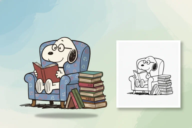 snoopy-sitting-comfortably-in-a - snoopy color pages