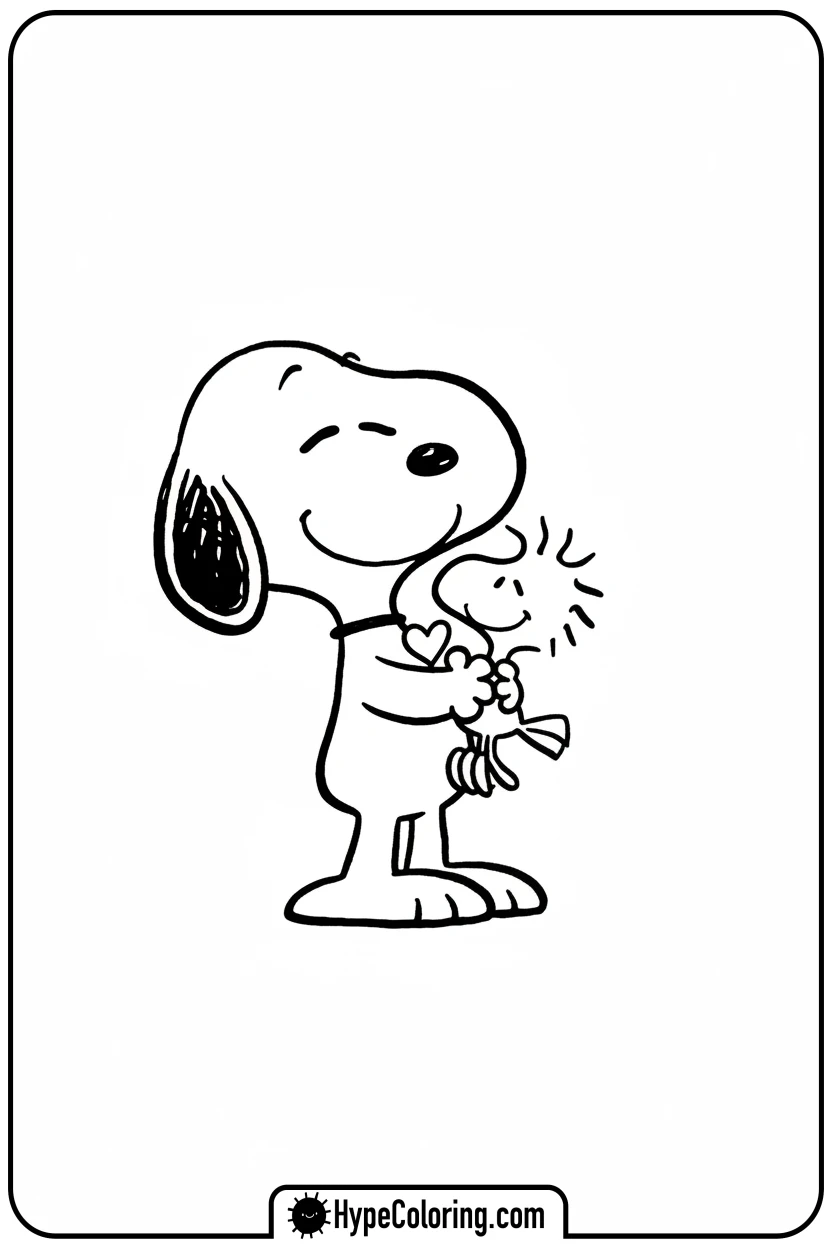 snoopy-hugging-woodstock - snoopy color pages