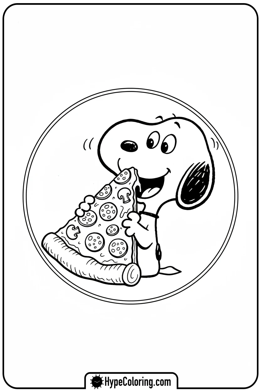 snoopy-eating-pizza-slice - snoopy color pages