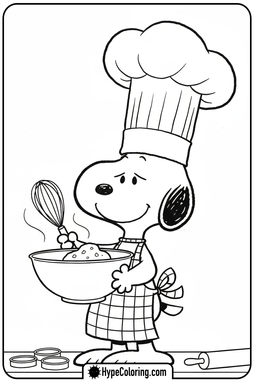 snoopy-as-a-chef-cooking - snoopy color pages