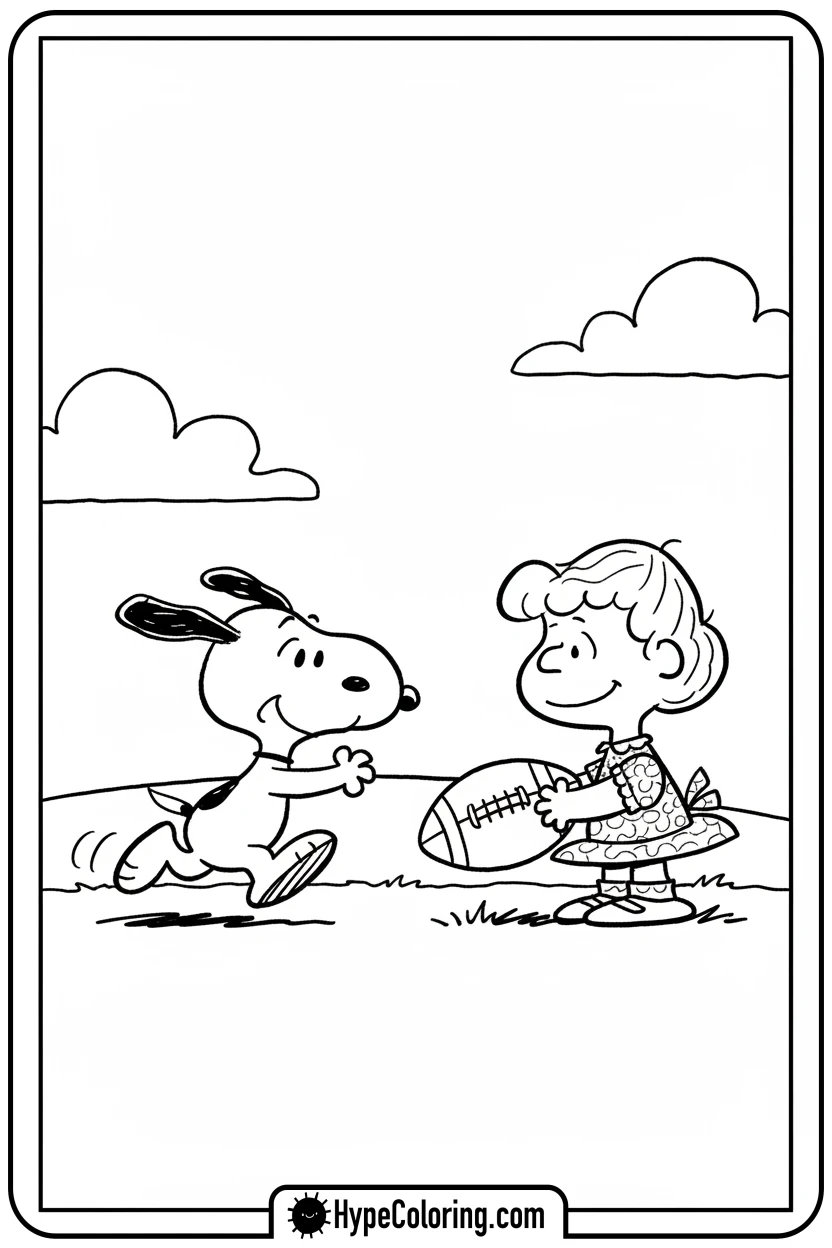 snoopy-kicking-football-with-lucy - snoopy color pages