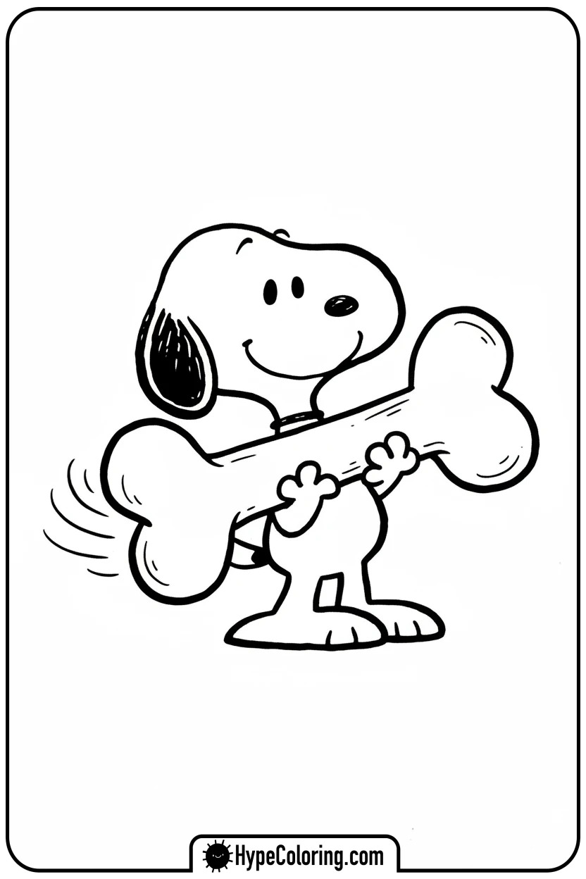 snoopy-carrying-a-giant-bone - snoopy color pages