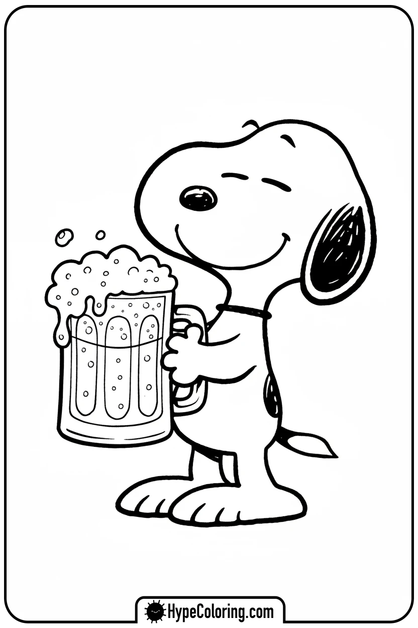 snoopy-drinking-root-beer - snoopy color pages