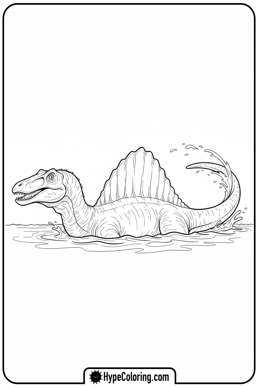 spinosaurus-swimming-gracefully - spinosaurus coloring page