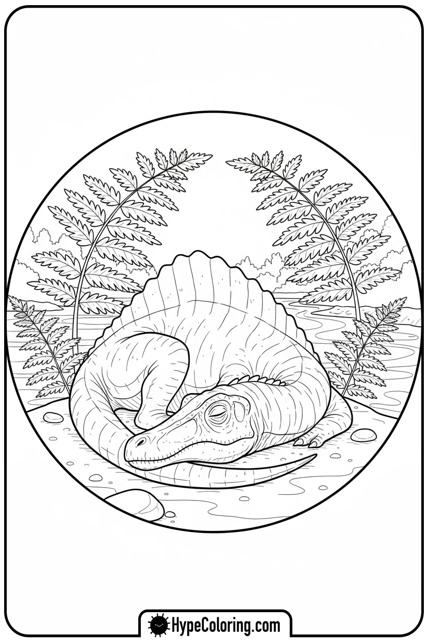 spinosaurus-resting-on-sand - spinosaurus coloring page