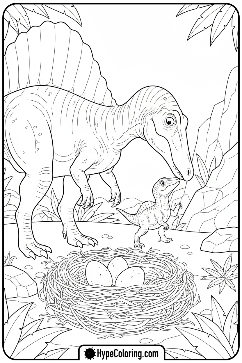 spinosaurus-with-baby-dino - spinosaurus coloring page