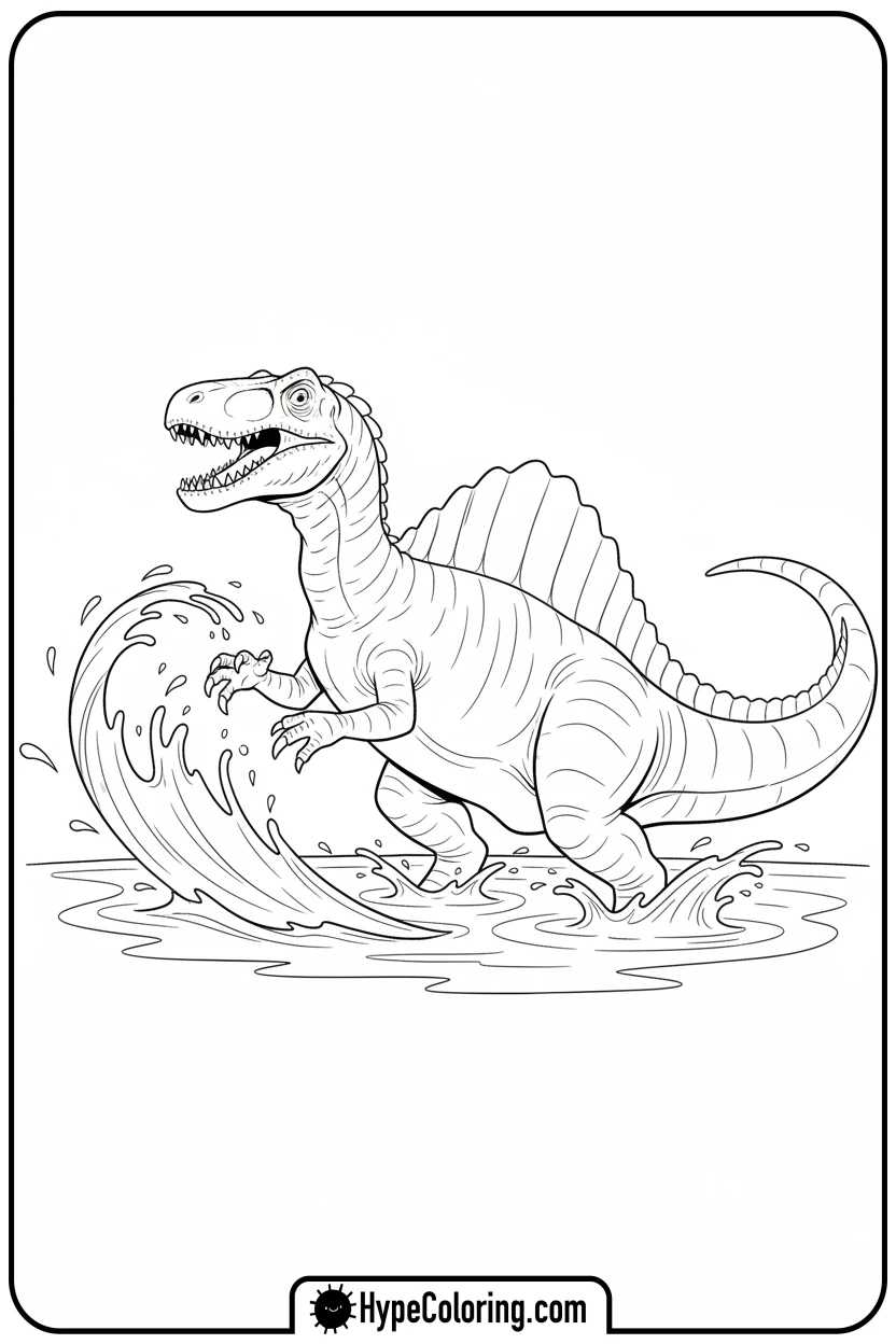 spinosaurus-splashing-water - spinosaurus coloring page